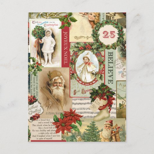 VINTAGE CHRISTMAS COLLAGE FEESTDAGENKAART (Voorkant)