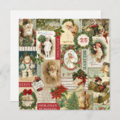VINTAGE CHRISTMAS COLLAGE FEESTDAGENKAART (Voorkant / Achterkant)