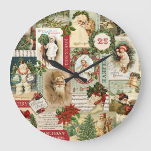 VINTAGE CHRISTMAS COLLAGE GROTE KLOK
