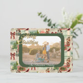Vintage Christmas Collage ingelijst Foto Feestdagenkaart (Staand voorkant)