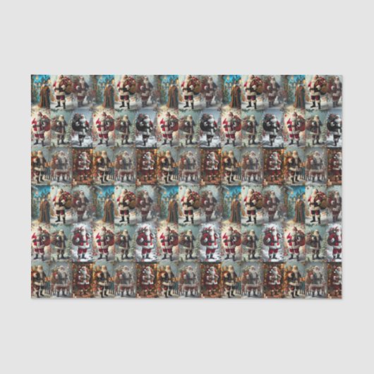 Vintage Christmas Collage | Retro Holiday Tissuepapier (Voorkant)