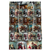 Vintage Christmas Collage | Retro Santa Holiday  Medium Cadeauzakje (Achterkant)