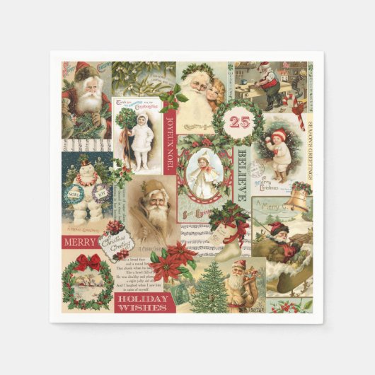 VINTAGE CHRISTMAS COLLAGE SERVETTEN (Voorkant)