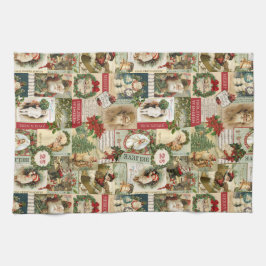 VINTAGE CHRISTMAS COLLAGE THEEDOEK