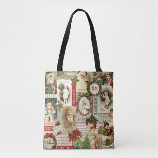 VINTAGE CHRISTMAS COLLAGE TOTE BAG (Voorkant)