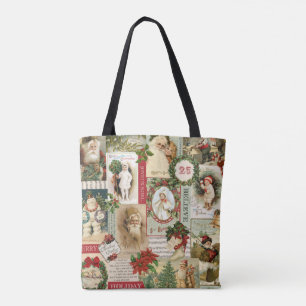 VINTAGE CHRISTMAS COLLAGE TOTE BAG