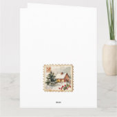 Vintage Christmas Cottage Postzegel Kaart (Achterkant)