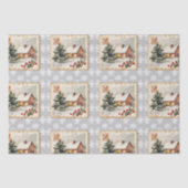 Vintage Christmas Cottage Postzegel Tissuepapier (Voorkant)