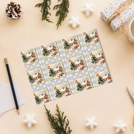 Vintage Christmas Cottage Postzegel Tissuepapier