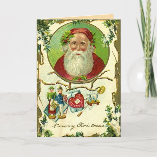 Vintage Christmas Creepy Santa Kaart (Voorkant)