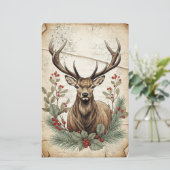 Vintage Christmas Deer Decoupage Art (Staand voorkant)