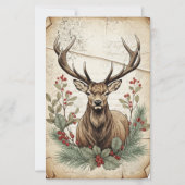 Vintage Christmas Deer Decoupage Art (Voorkant)