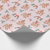 Vintage Christmas Deer en Mushroom huizen patroon Cadeaupapier (Hoek)