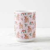Vintage Christmas Deer en Mushroom huizen patroon Koffiemok (Center)
