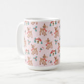 Vintage Christmas Deer en Mushroom huizen patroon Koffiemok (Voorkant links)