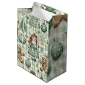 Vintage Christmas Doll Medium Gift Bag Medium Cadeauzakje (Voorkant Gekanteld)
