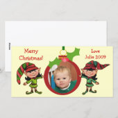 Vintage Christmas Elves Fotokaart Feestdagenkaart (Voorkant / Achterkant)