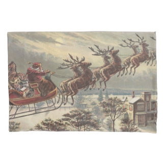 Vintage Christmas Eve Victorian Santa Claus Sleigh Kussensloop