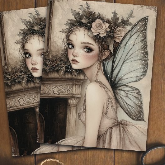 Vintage Christmas Fairy Ballerina Decoupage  Tissuepapier