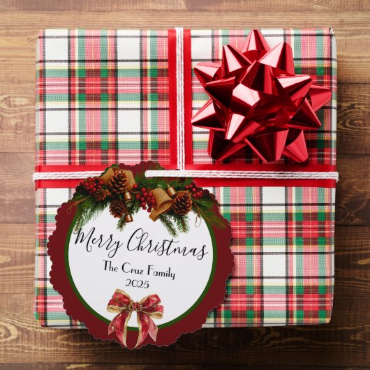 Vintage Christmas Family Paper Ornament Card Kaart (Insitu (Geschenk))