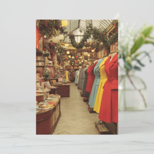 Vintage Christmas Fashion Arcade Feestdagenkaart (Staand voorkant)