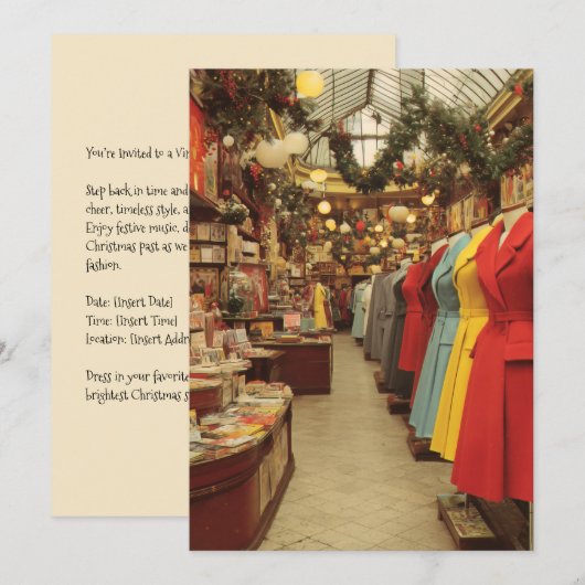 Vintage Christmas Fashion Arcade Feestdagenkaart (Voorkant / Achterkant)
