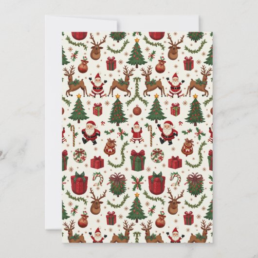 Vintage Christmas Flat Invitation Kaart (Achterkant)