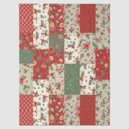 Vintage Christmas Floral Quilt Pattern Decoupage  Tissuepapier