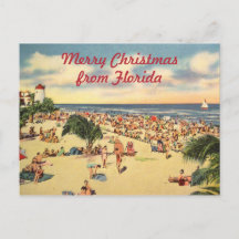 Vintage Christmas Florida Beach Groeten