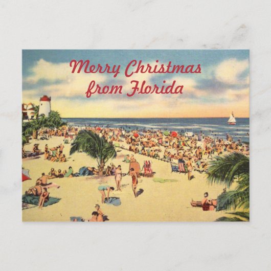 Vintage Christmas Florida Beach Groeten Feestdagenkaart (Voorkant)