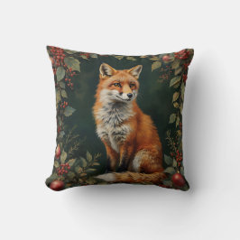 Vintage Christmas Fox with Botanical Accent Kussen