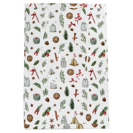 Vintage Christmas Gift Bag Medium Cadeauzakje (Voorkant)