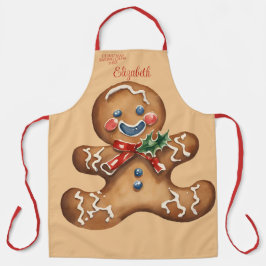 Vintage Christmas Ginger Man gepersonaliseerd Schort