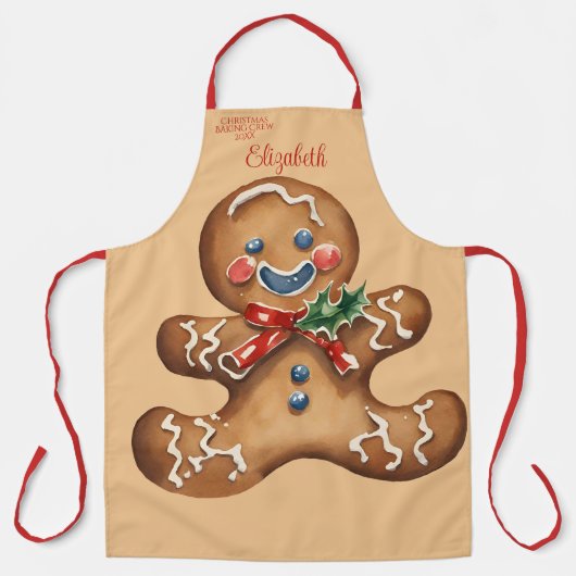 Vintage Christmas Ginger Man gepersonaliseerd Schort (Voorkant)