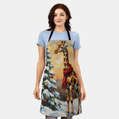 Vintage Christmas Giraffe in Snowy Savanna Schort (Gedragen)