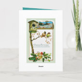 Vintage Christmas Girl en Pets Kaart (Achterkant)