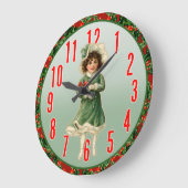 Vintage Christmas Girl Muur Klok (Hoek)
