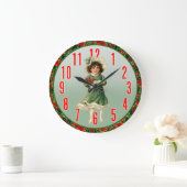 Vintage Christmas Girl Muur Klok (Huis)