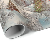 Vintage Christmas Glittering Winter Village  Cadeaupapier (Rol Hoek)