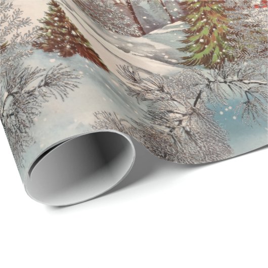 Vintage Christmas Glittering Winter Village  Cadeaupapier (Rol Hoek)