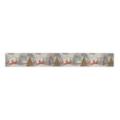 Vintage Christmas Glittering Winter Village  Grosgrain Lint (Voorkant)