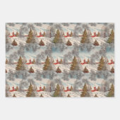 Vintage Christmas Glittering Winter Village Inpakpapier Vel (Voorkant)