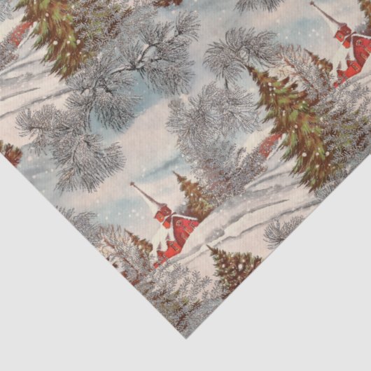 Vintage Christmas Glittering Winter Village  Tissuepapier (Detail)