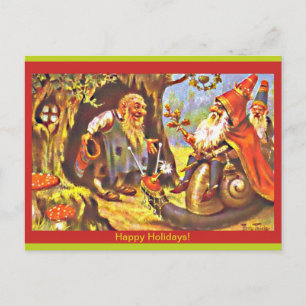 Vintage Christmas Gnomes Briefkaart (kopie) door T