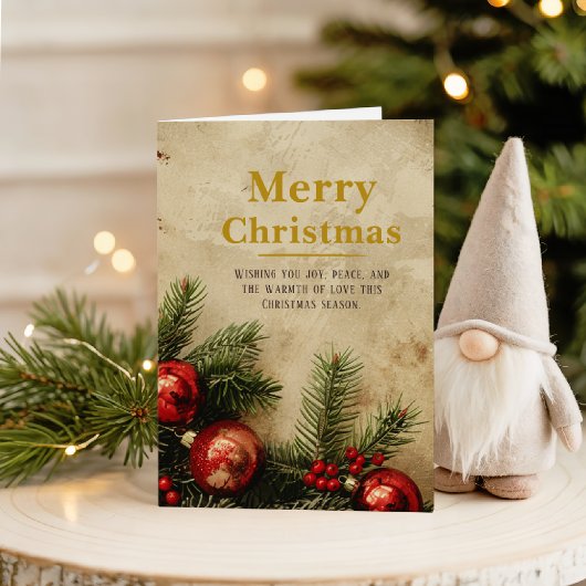 Vintage Christmas Gold Greeting Card | Classic Red Kaart
