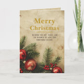 Vintage Christmas Gold Greeting Card | Classic Red Kaart (Voorkant)