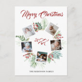 Vintage Christmas Greenery Fotocollage Feestdagenkaart (Voorkant)