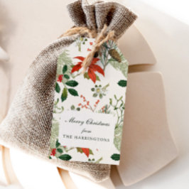 Vintage Christmas Greenery Patroon Cadeaulabel