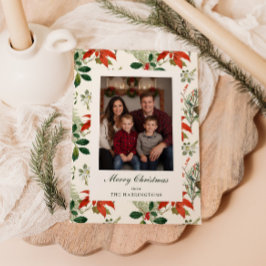 Vintage Christmas Greenery Patroon Feestdagenkaart