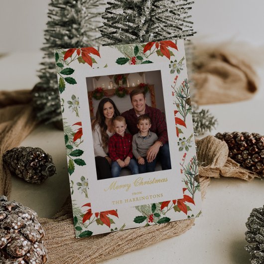 Vintage Christmas Greenery Patroon Folie Feestdagenkaart